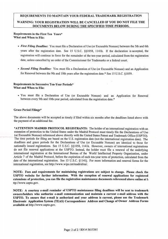 America trademark certificates 1